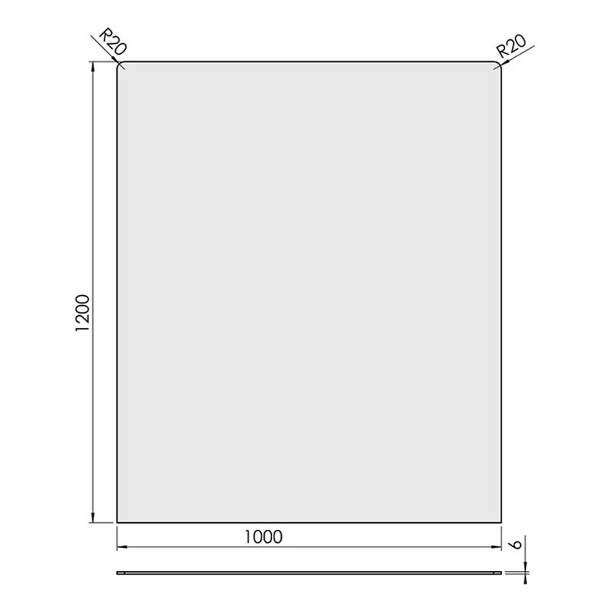 Glasgulvplade Firkant - 100 x 120 cm