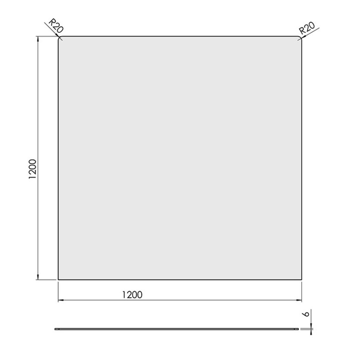 Glasgulvplade Firkant - 120 x 120 cm