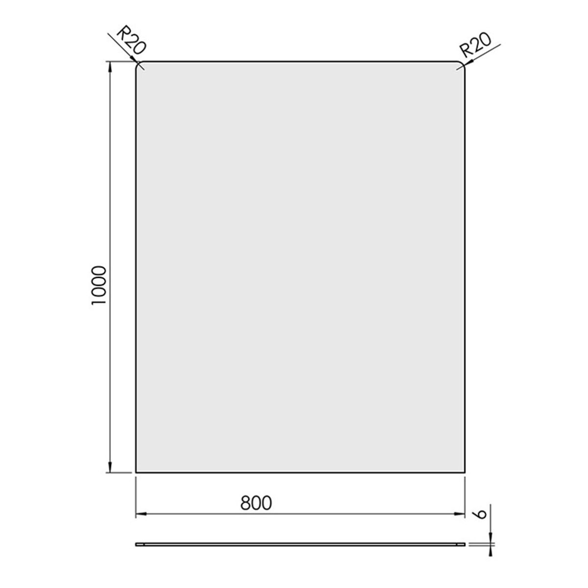 Glasgulvplade Firkant - 80 x 100 cm