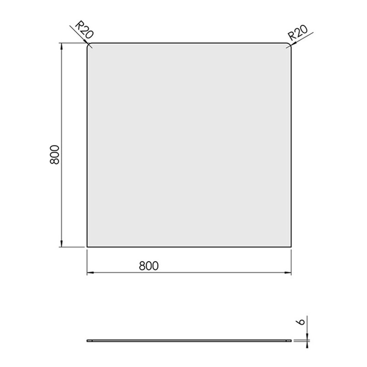 Glasgulvplade Firkant - 80 x 80 cm