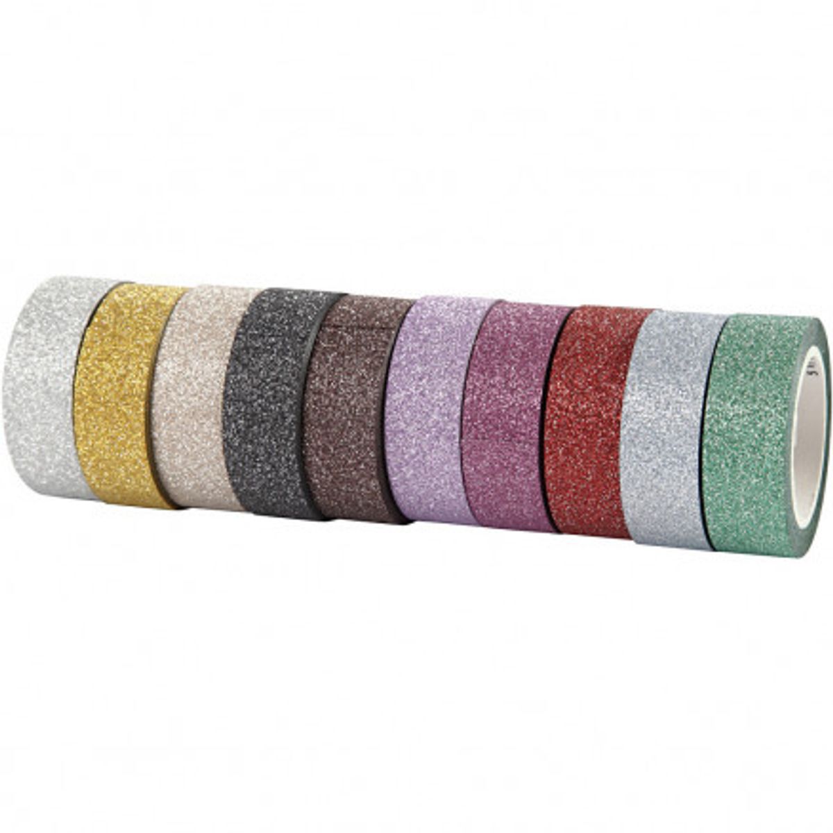 Glittertape, ass. farver, B: 15 mm, 10x6 m/ 1 pk.