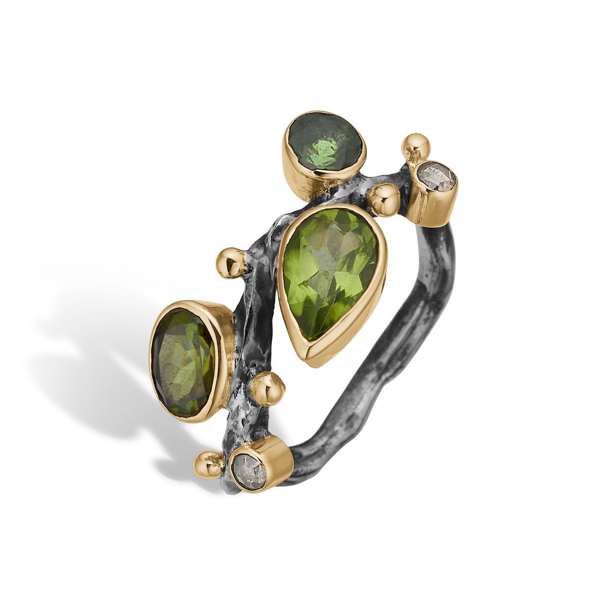 Grace Single Stones Green Mix Ring - 52