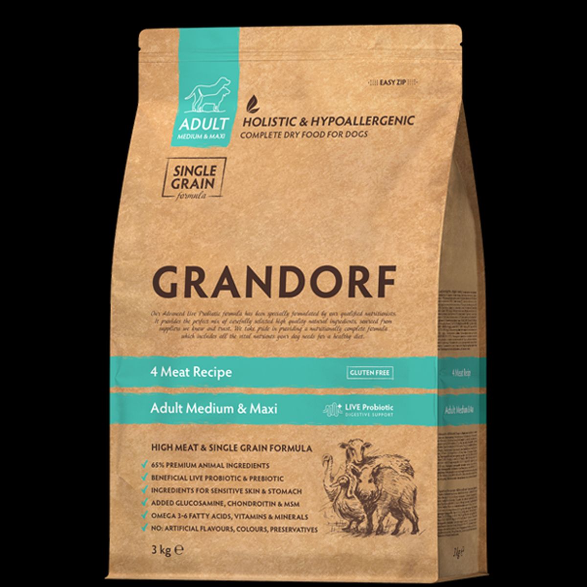 Grandorf hundefoder Adult 4 Meat 3Kg