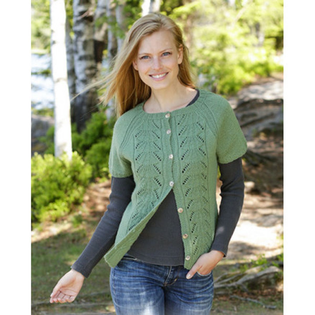 Green Luck Cardi by DROPS Design - Vest Strikkeopskrift str. S - XXXL - Large