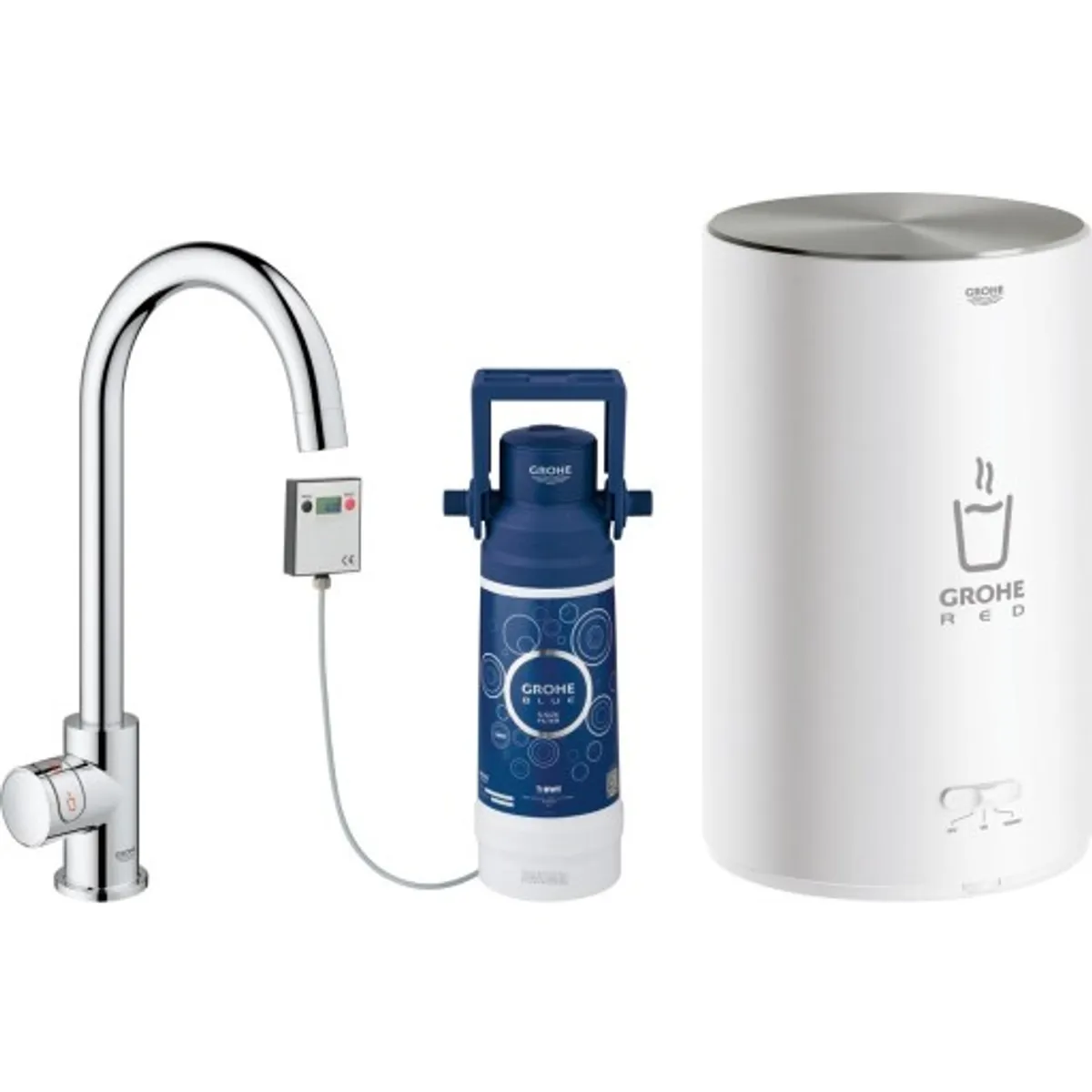 Grohe Red Mono køkkenarmatur, 3 liters kedel, krom