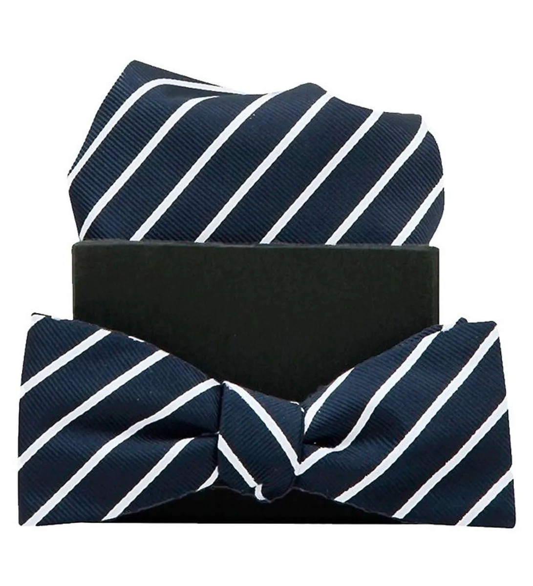 Grunt Butterfly m. Lommetørklæde - Mel Stripe - Navy/White