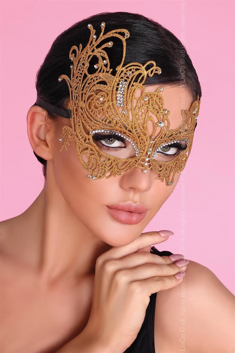 Guld lingeri maske m. dekorativ diamenter