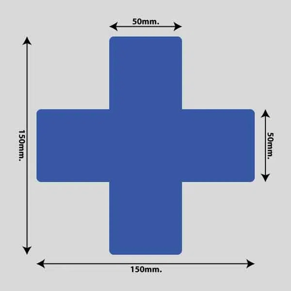 Gulvmarkerings Tape og Symboler. - Blå / Kryds 150mm x 150mm (10 stk. pakke)