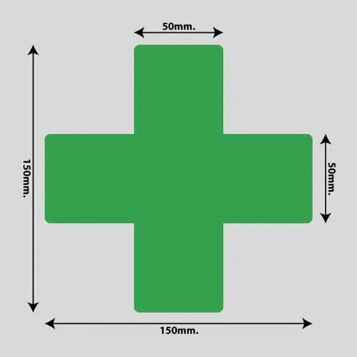 Gulvmarkerings Tape og Symboler. - Grøn / Kryds 150mm x 150mm (10 stk. pakke)