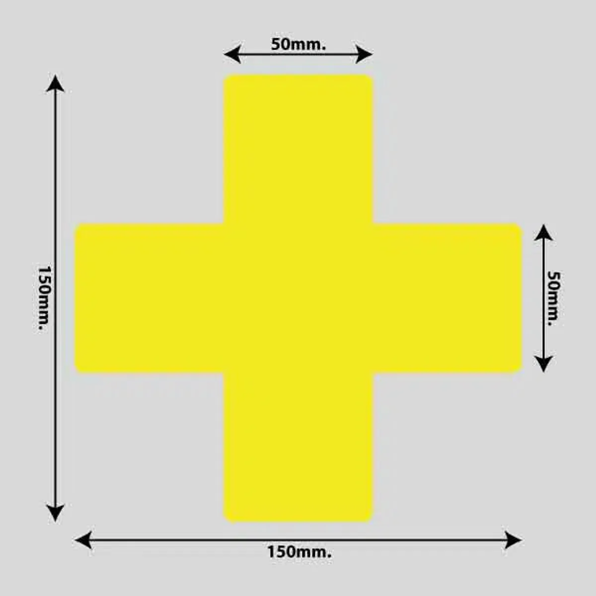 Gulvmarkerings Tape og Symboler. - Gul / Kryds 150mm x 150mm (10 stk. pakke)