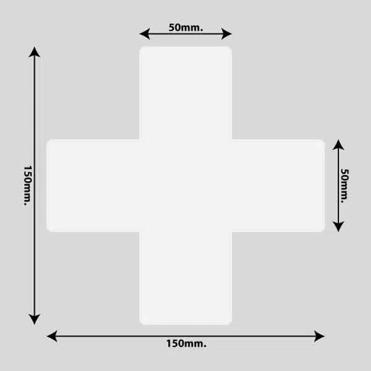 Gulvmarkerings Tape og Symboler. - Hvid / Kryds 150mm x 150mm (10 stk. pakke)