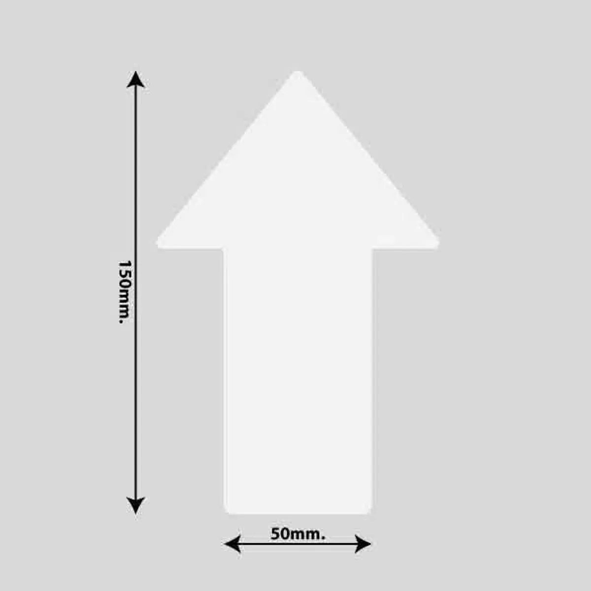 Gulvmarkerings Tape og Symboler. - Hvid / Pil 100mm x 150mm (10 stk. pakke)