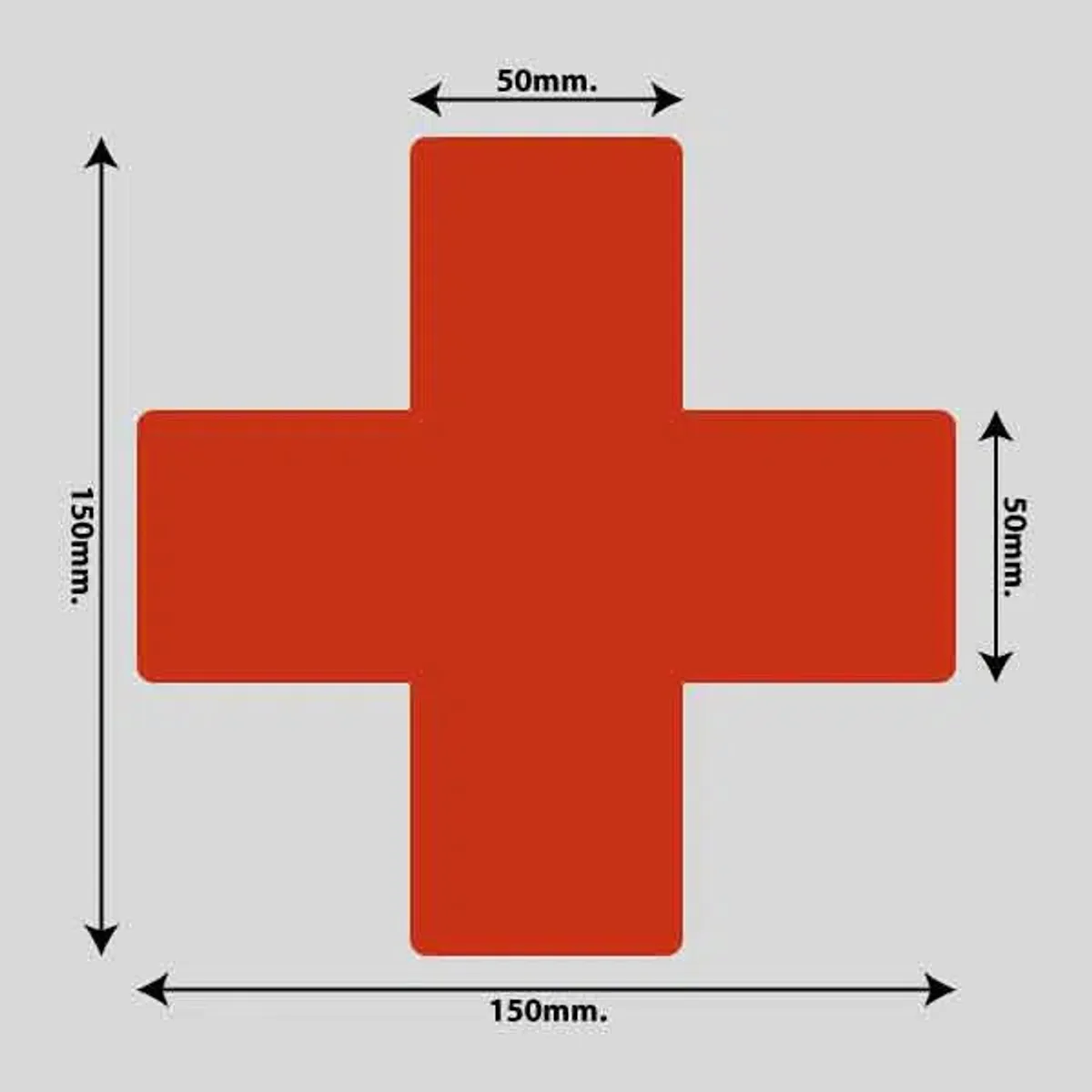 Gulvmarkerings Tape og Symboler. - Rød / Kryds 150mm x 150mm (10 stk. pakke)