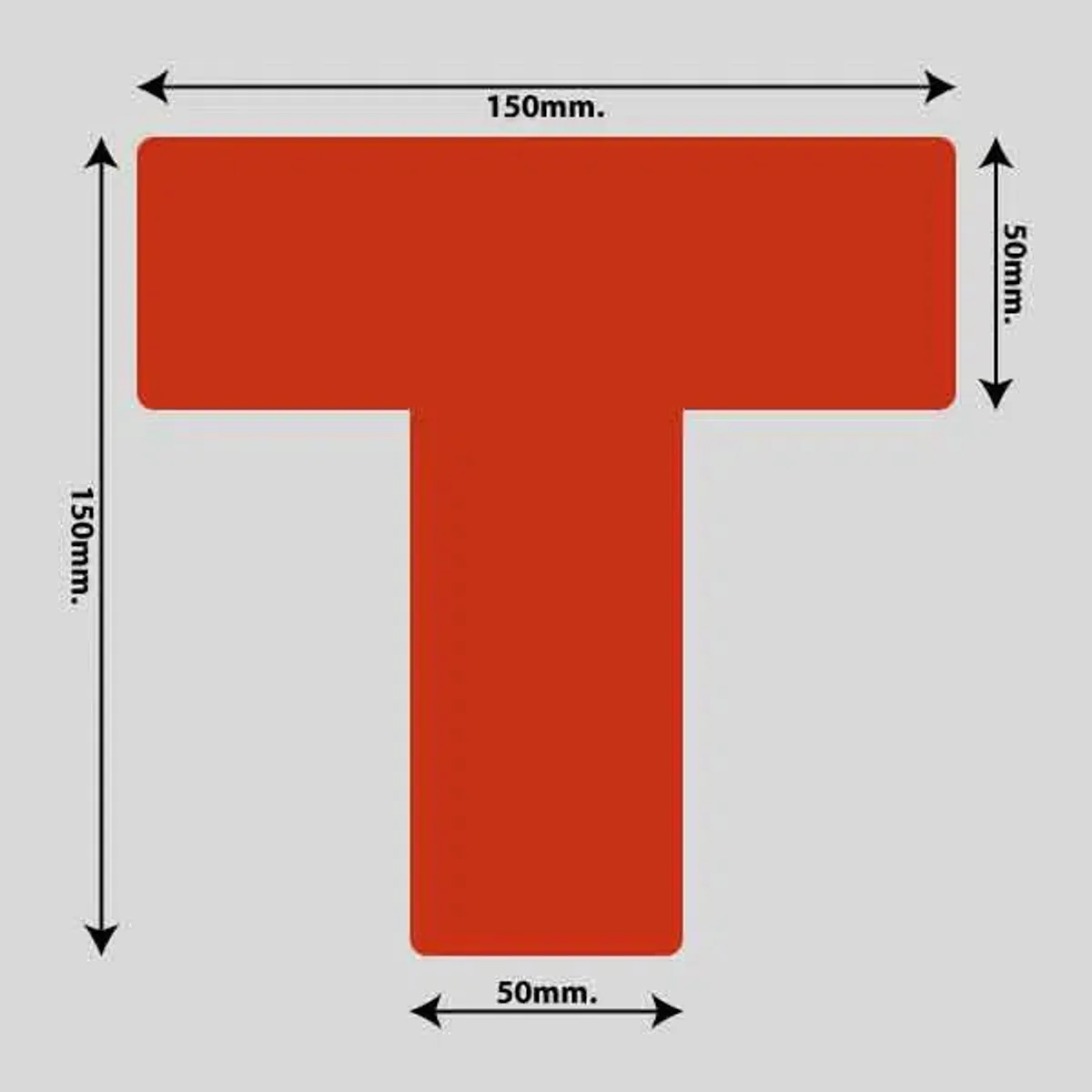 Gulvmarkerings Tape og Symboler. - Rød / T-Markering 150mm x 150mm (10 stk. pakke)