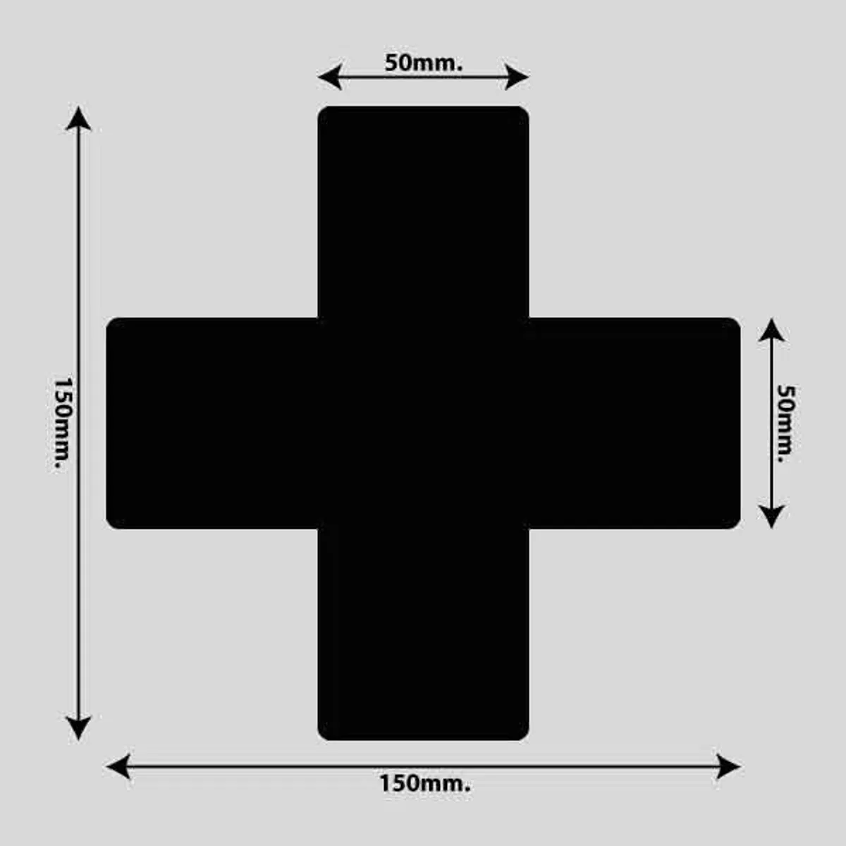 Gulvmarkerings Tape og Symboler. - Sort / Kryds 150mm x 150mm (10 stk. pakke)