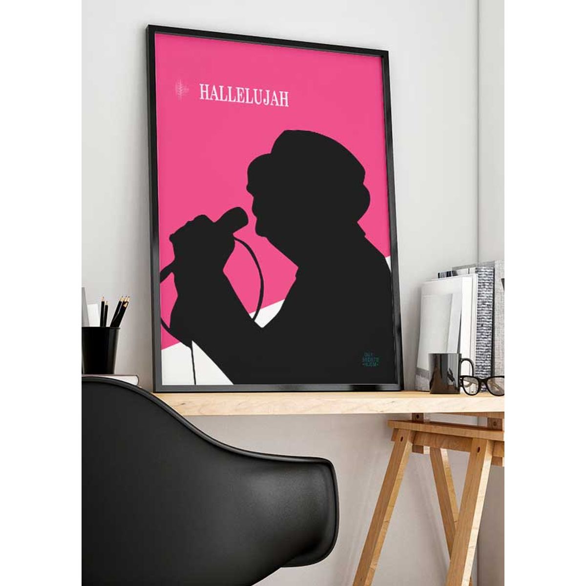 Hallelujah-plakat (pink) - 30 x 40 cm - Kr. 219,-