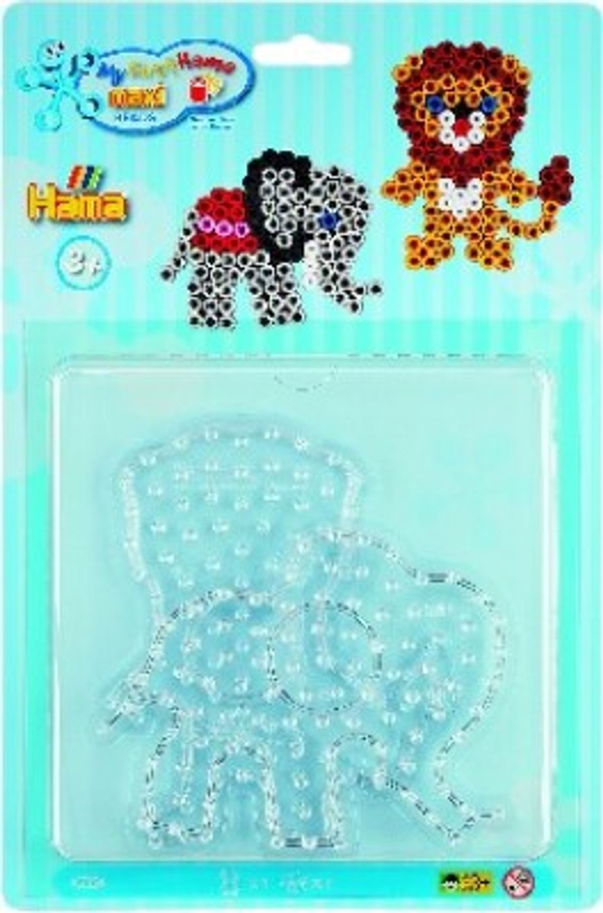 Hama Maxi Perleplader - Lille Elefant Og Løve - Transparent - 8107