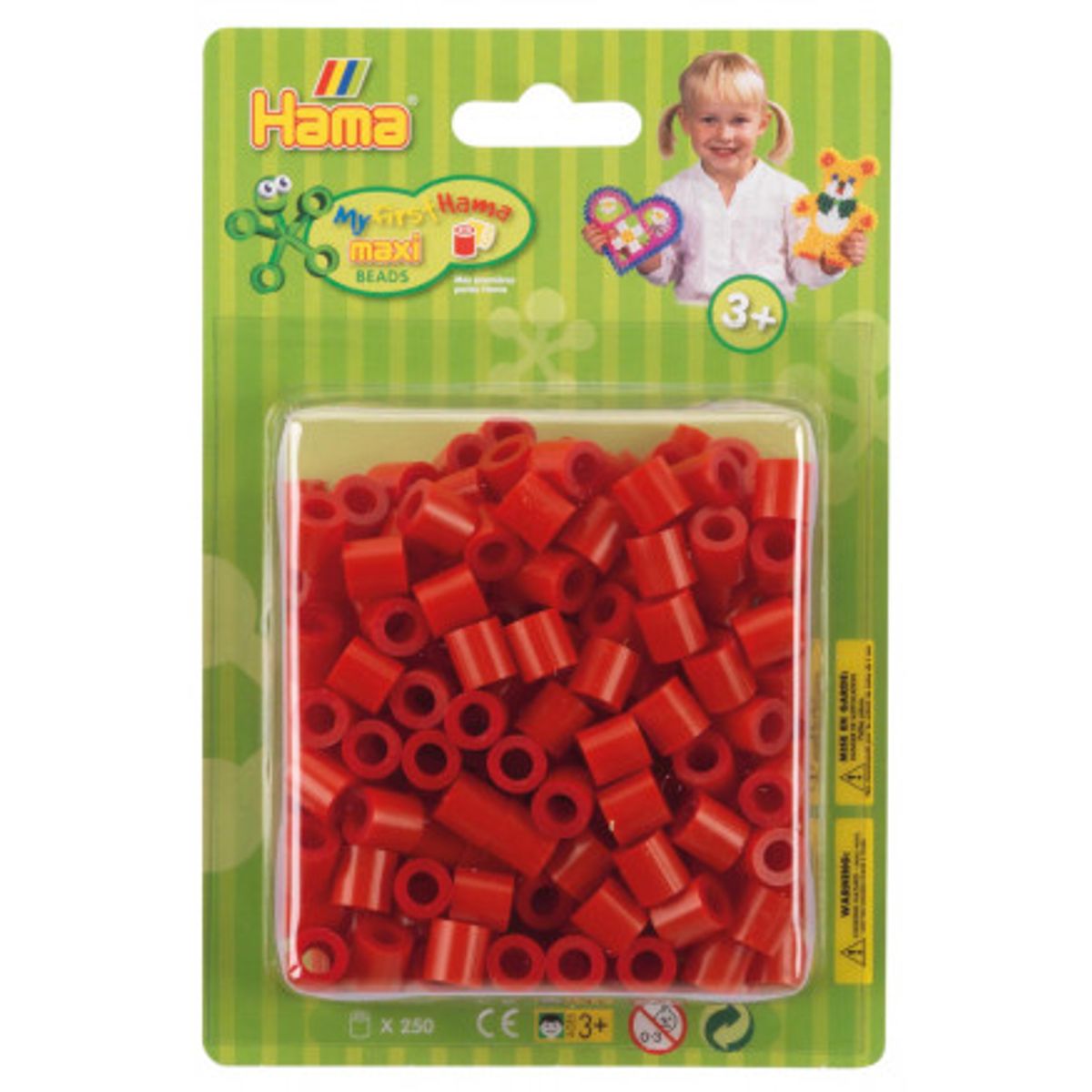 Hama Maxi Perler Blisterpak 8505 Rød - 250 stk