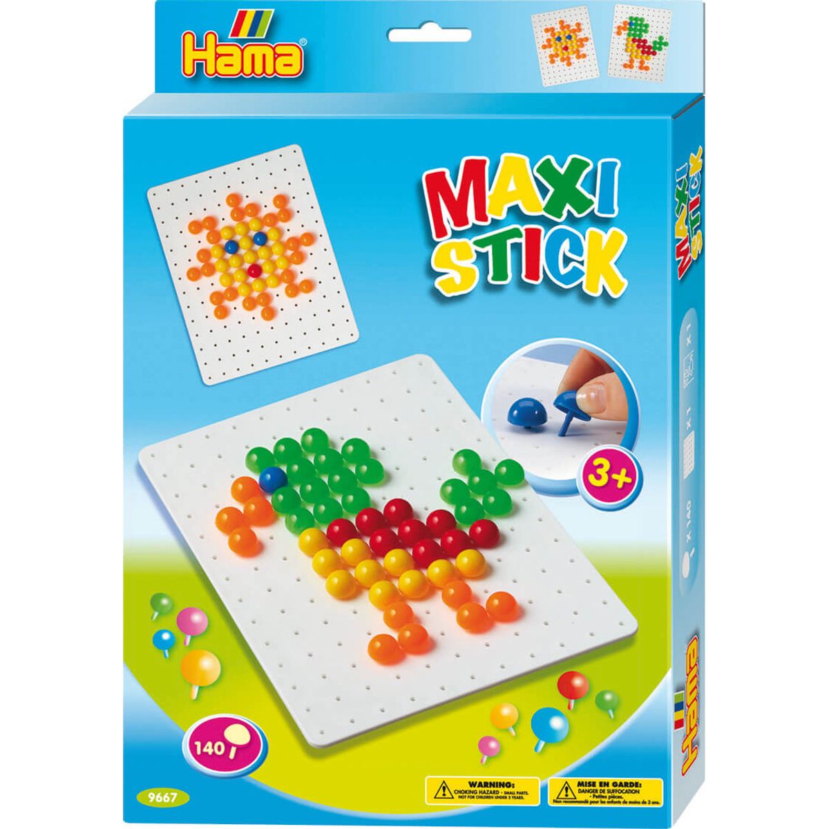 Hama Maxi Stick - Firkantet Plade Med 140 Stifter - 9667