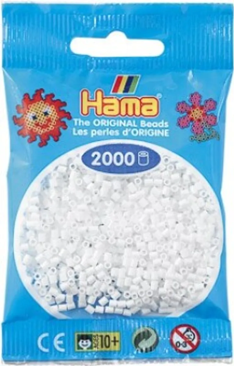 Hama Mini Perler - Hvid - 2.000 Stk. - 501-01