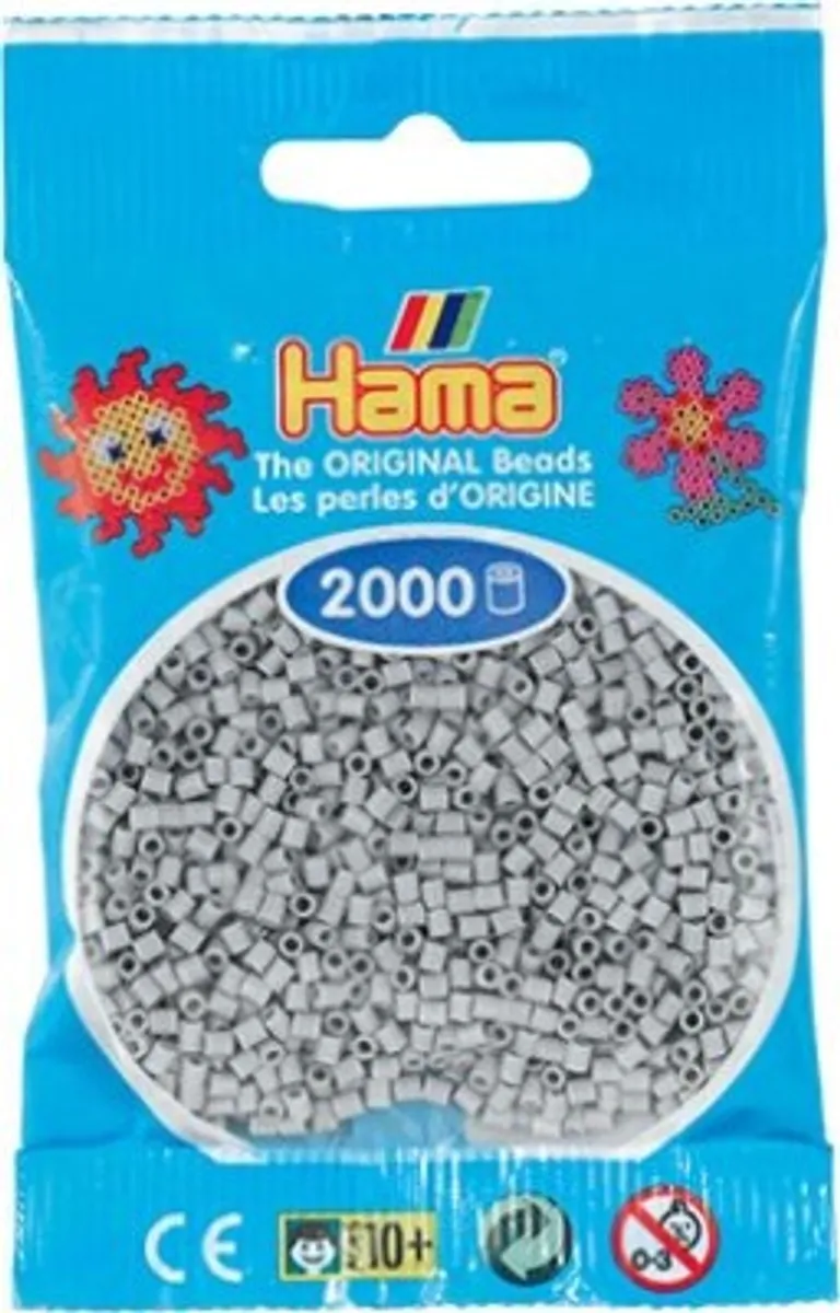 Hama Mini Perler - Lysegrå - 2.000 Stk. - 501-70