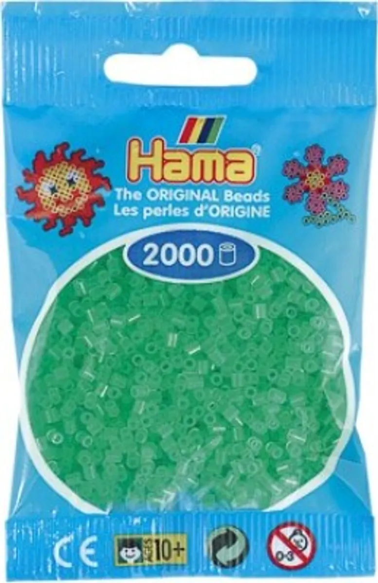 Hama Mini Perler - Neon Grøn - 2..000 Stk. - 501-37