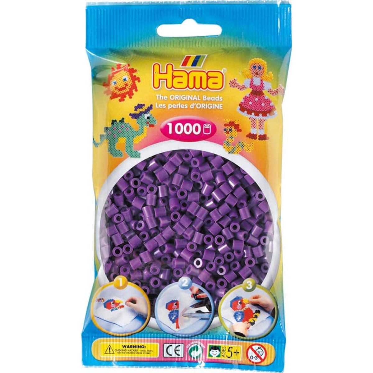 Hama Perler - 1000 stk lilla - Midi (207-07)