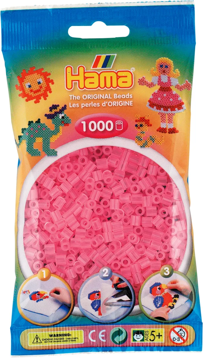 Hama Perler - 1000 stk Transparent Pink - Midi (207-72)