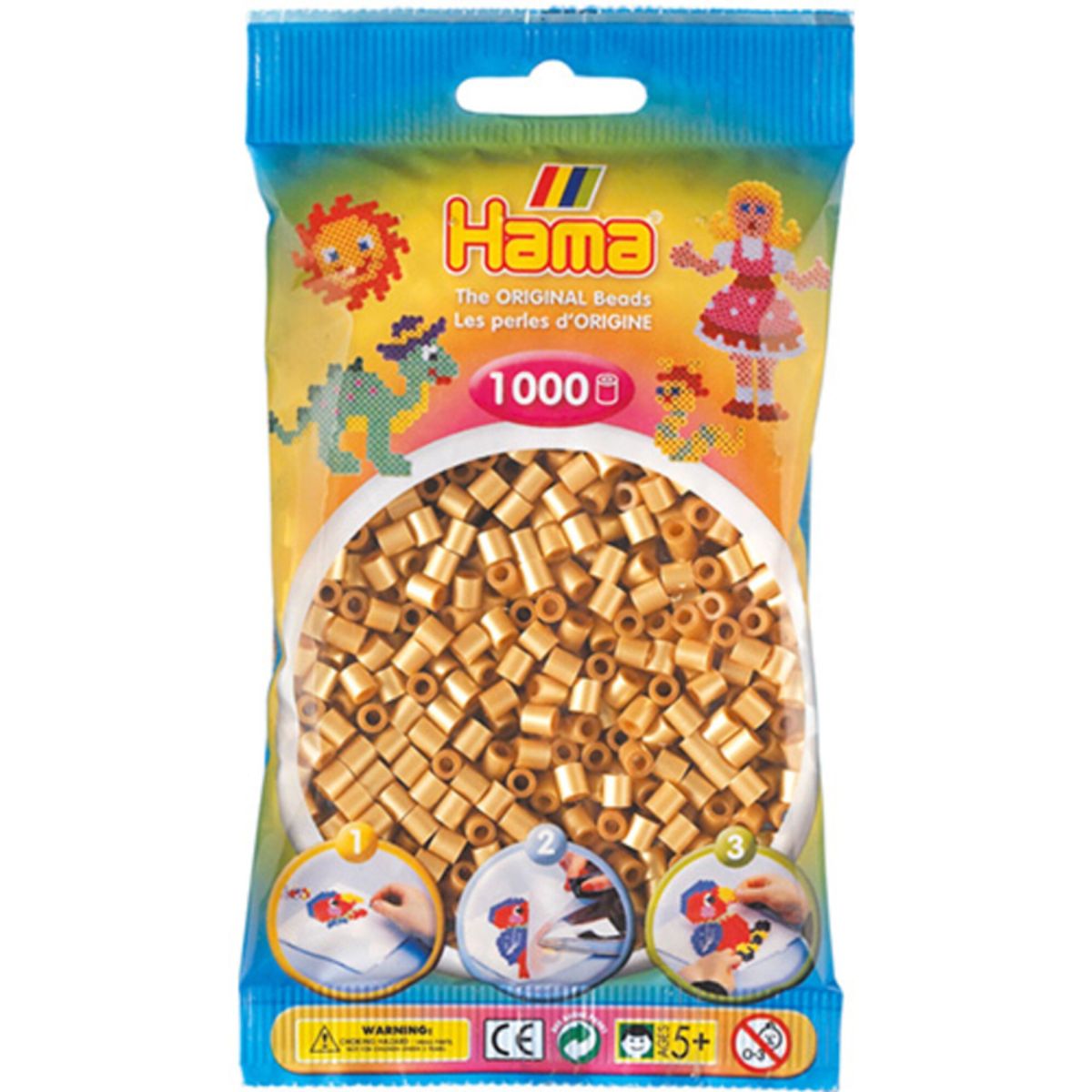 Hama perler midi 1000 stk - guld-61