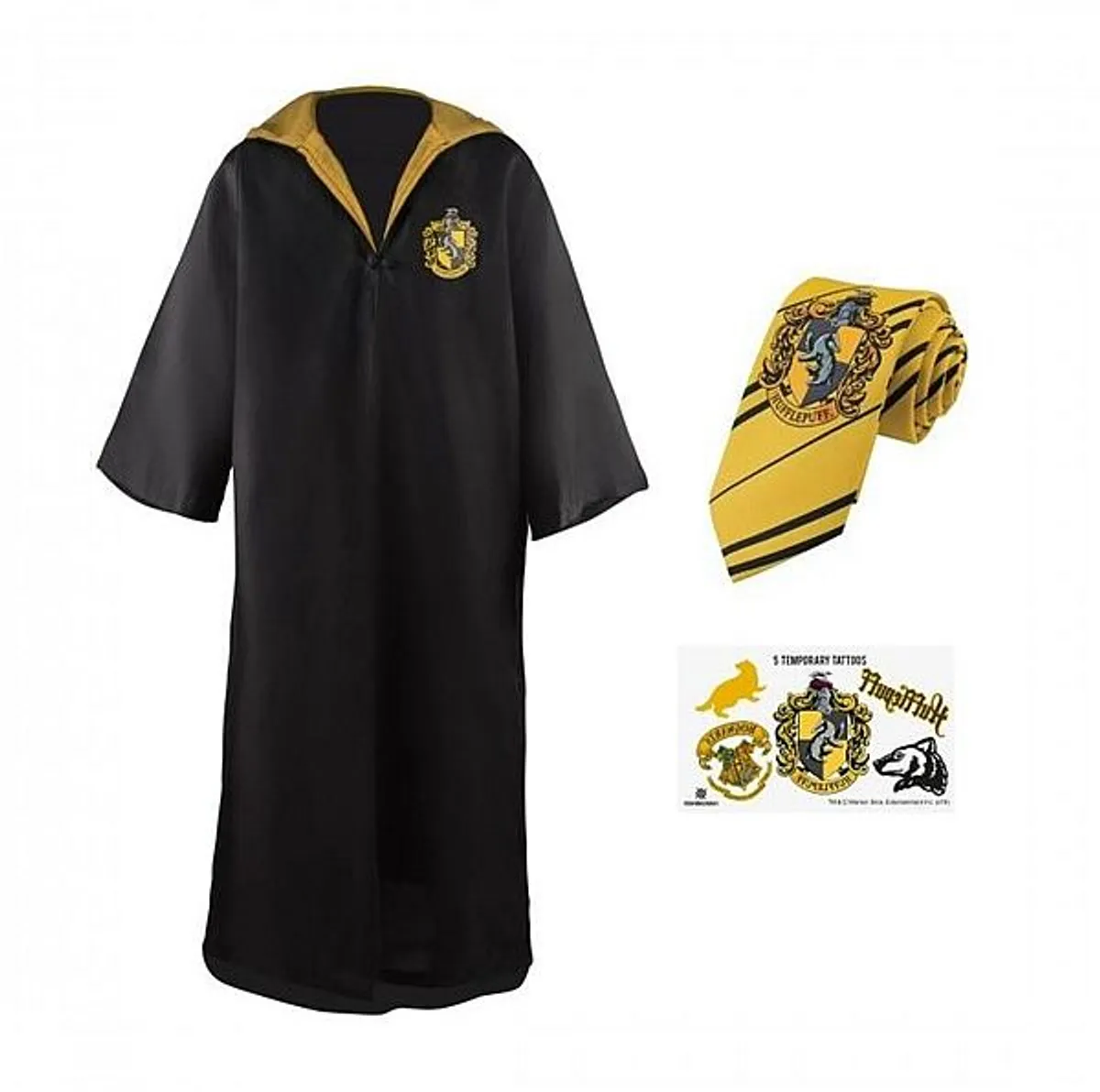 Harry Potter - Budget Line Robe, Necktie, & Tattoo Set - Hufflepuff - Size: Medium (M)