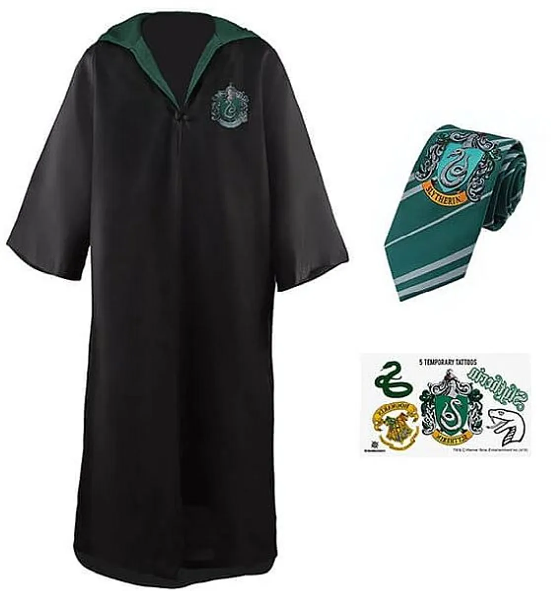 Harry Potter - Budget Line Robe, Necktie, & Tattoo Set - Slytherin - Size: Large (L)