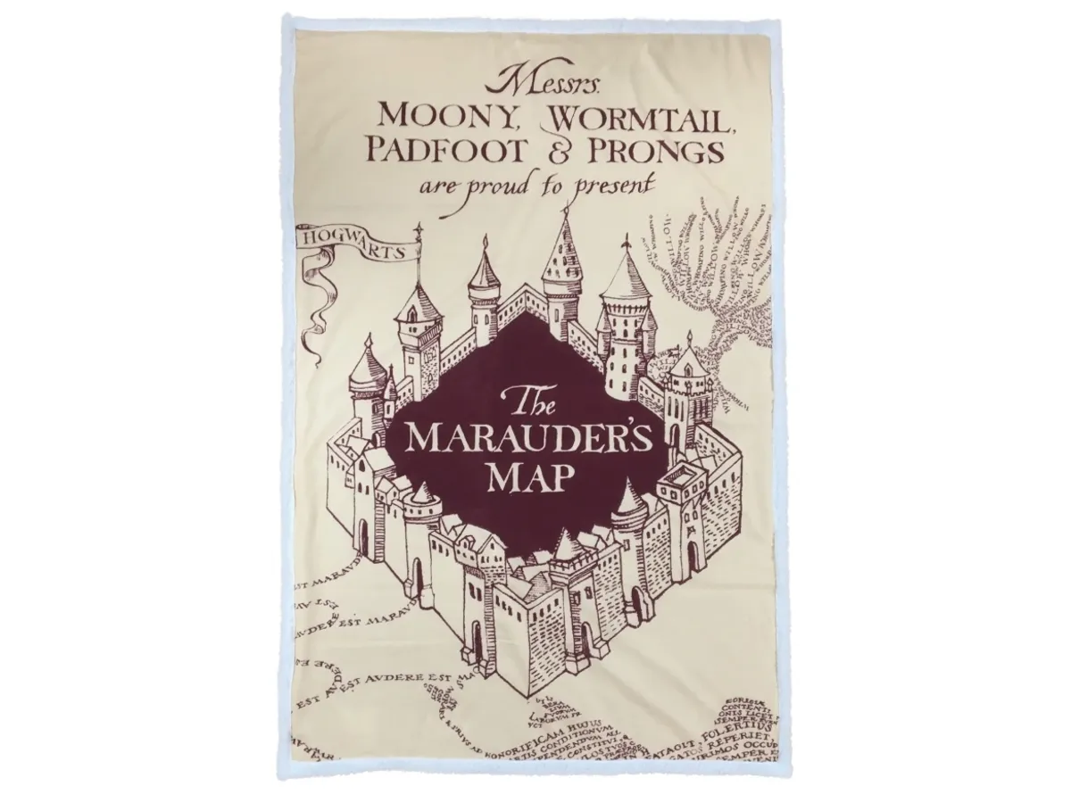 Harry Potter Marauders Map Sherpa Fleece Tæppe - 100 X 150 Cm