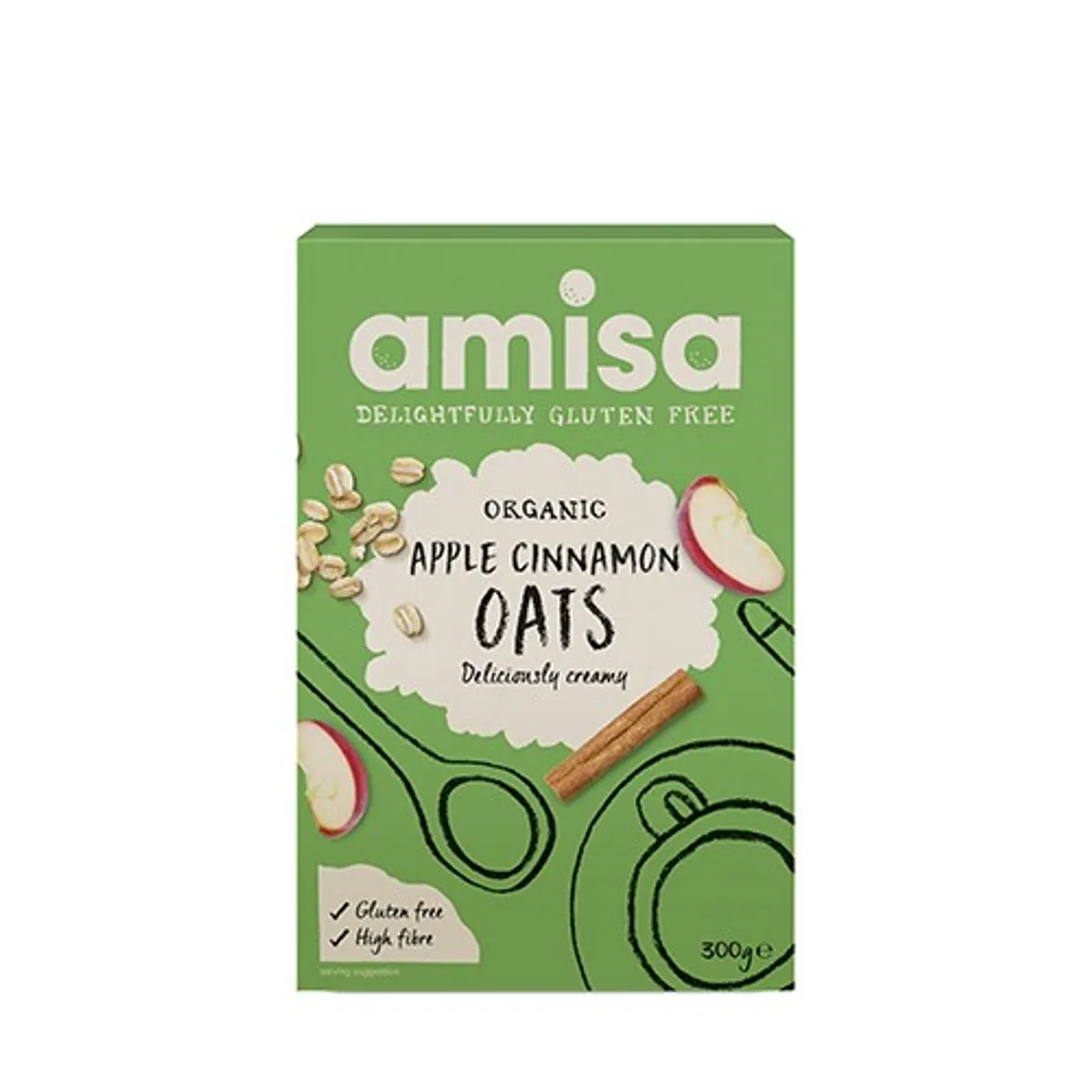 Havreflager m. Æble & Kanel glutenfri Økologisk - 300 gram - Amisa