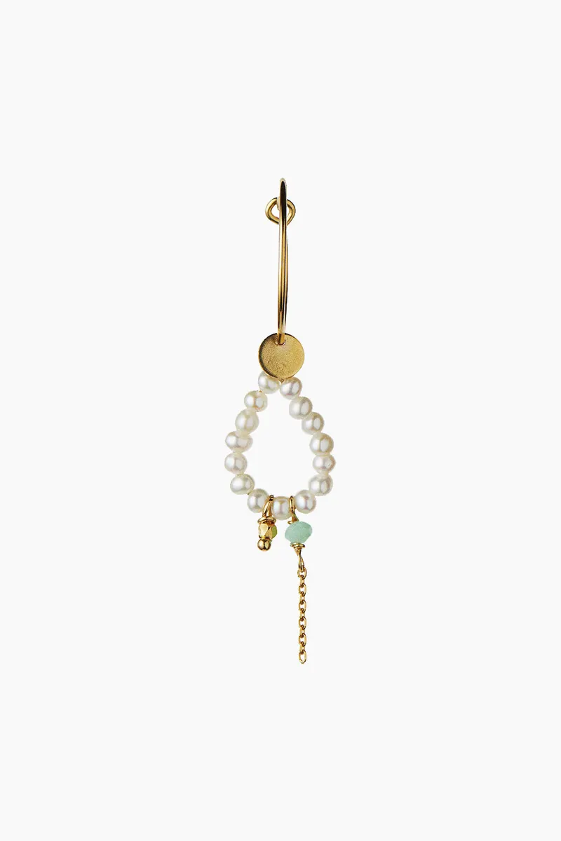 Heavenly Pearl Dream Hoop Gold - Green stone & Chain - Stine A - Guld One Size