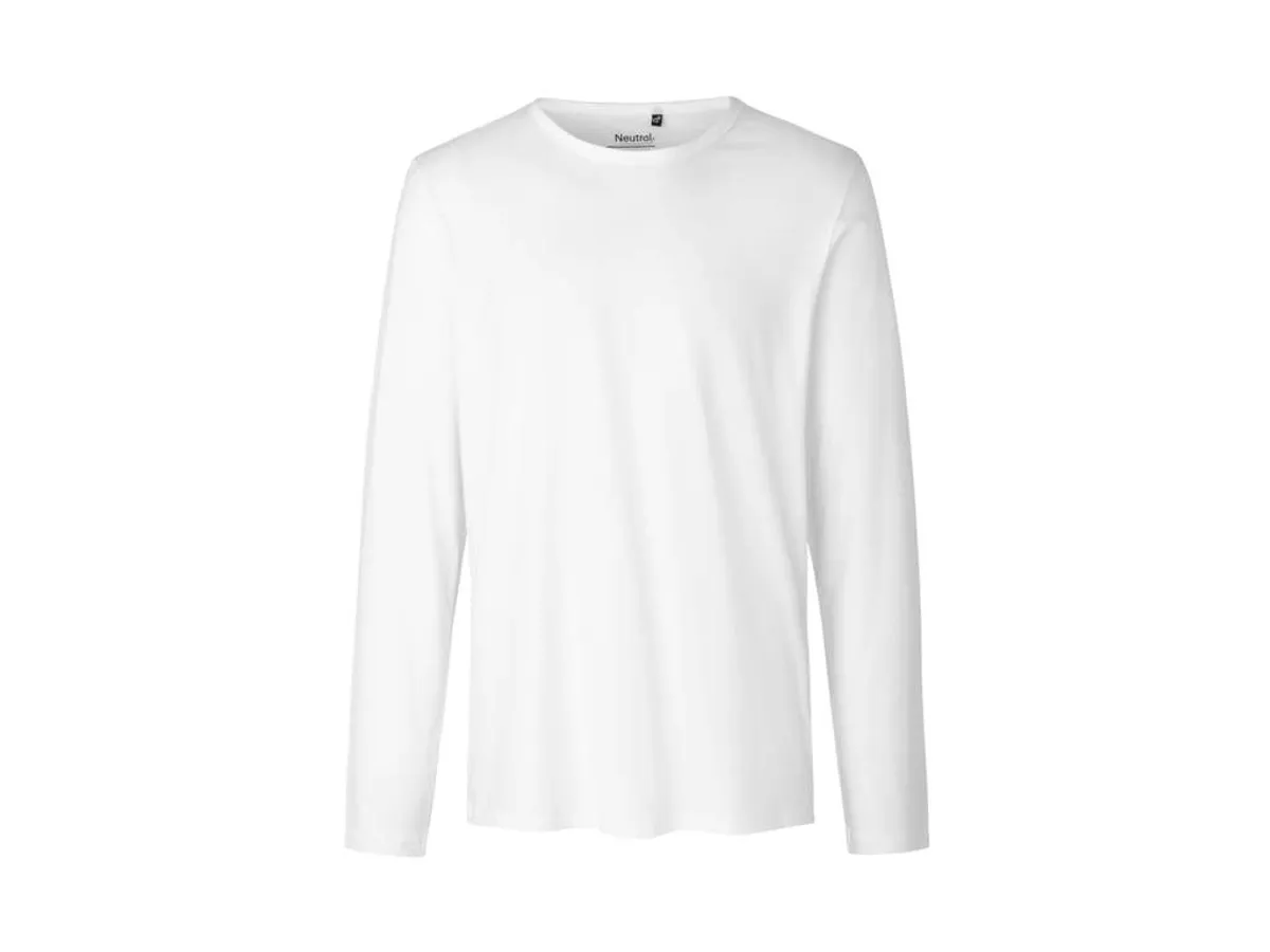 Herre Langærmet T-shirt Neutral O61050 str. L Hvid