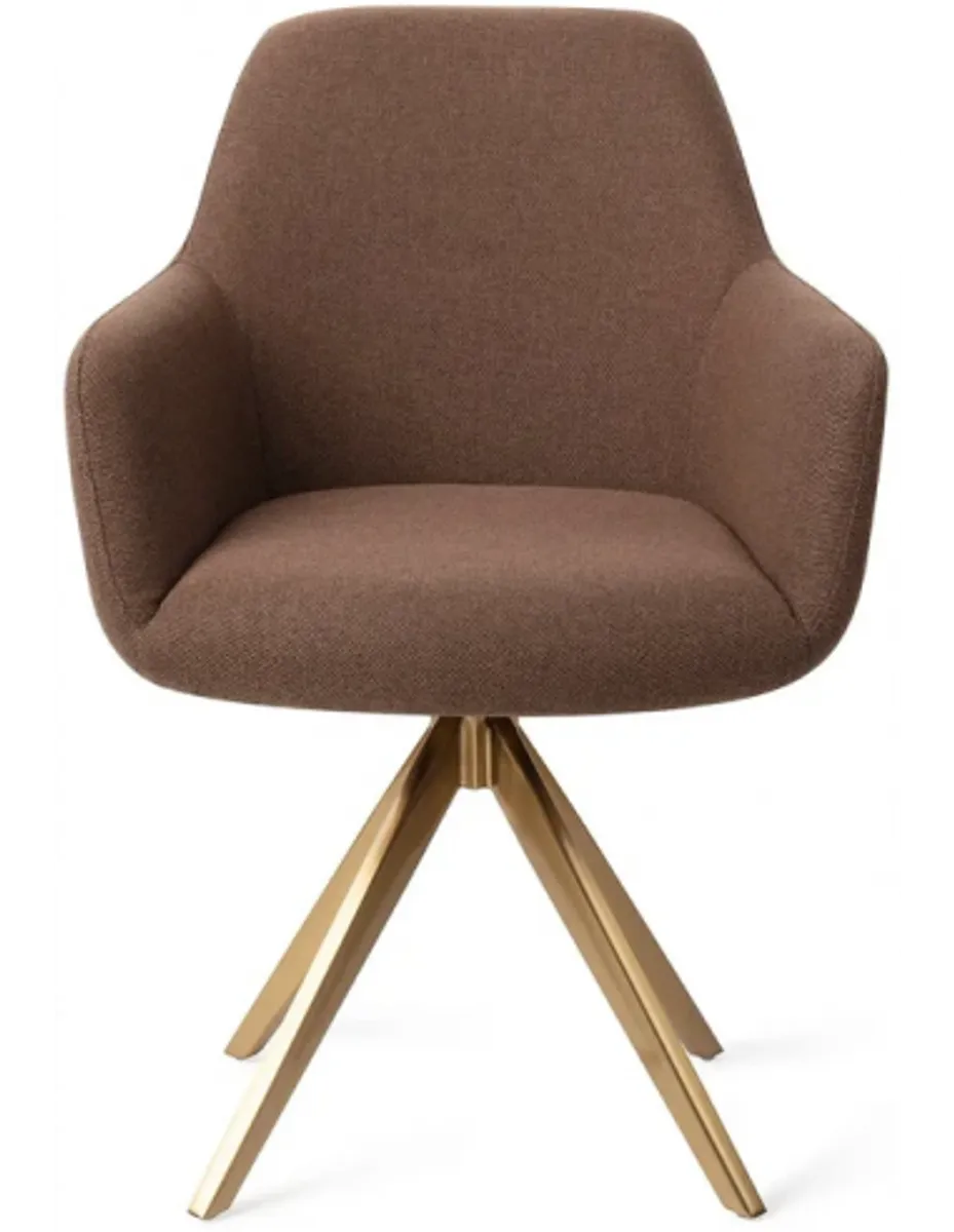 Hiroo rotérbar spisebordsstol H84 cm polyester - Guld/Brun