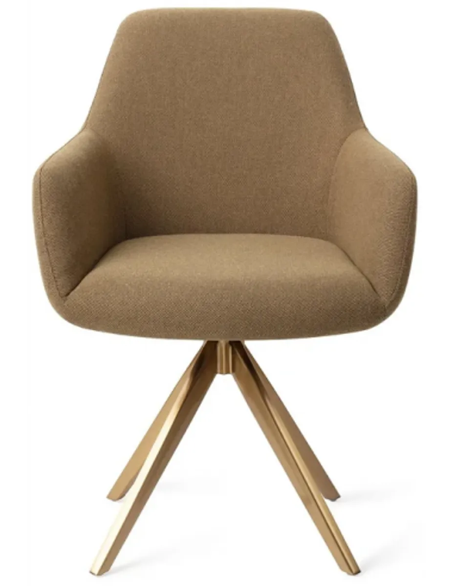 Hiroo rotérbar spisebordsstol H84 cm polyester - Guld/Taupe