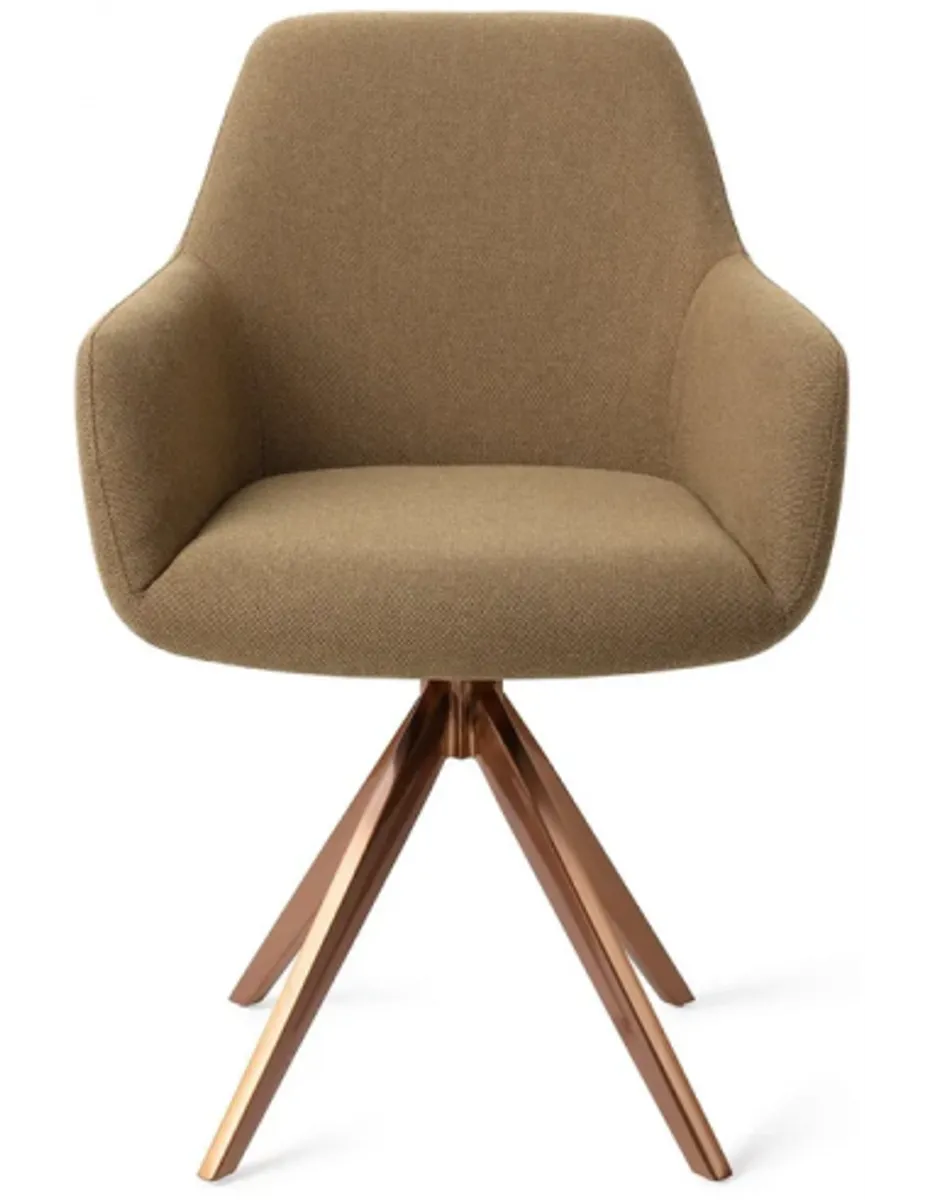 Hiroo rotérbar spisebordsstol H84 cm polyester - Rødguld/Taupe