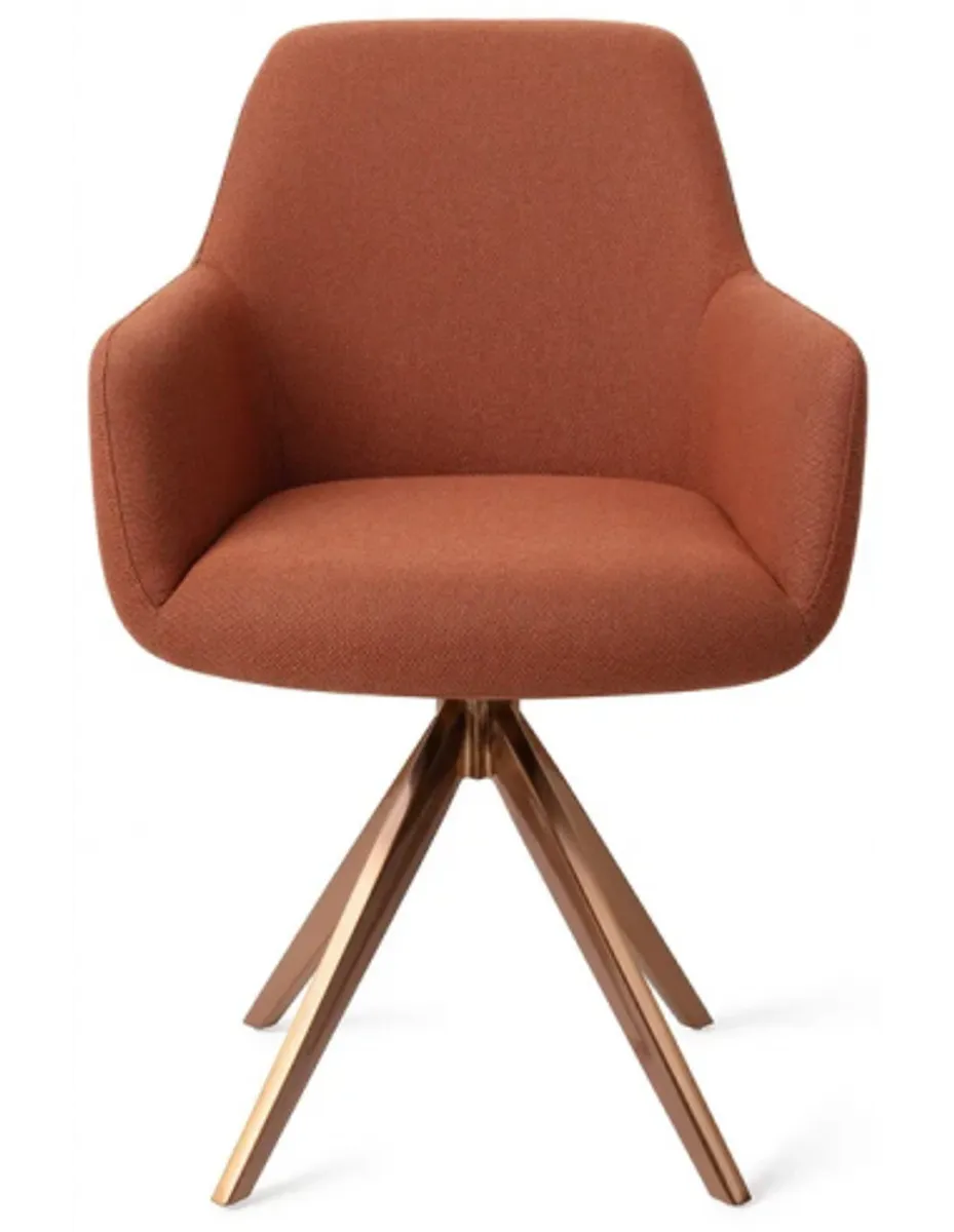 Hiroo rotérbar spisebordsstol H84 cm polyester - Rødguld/Terracotta