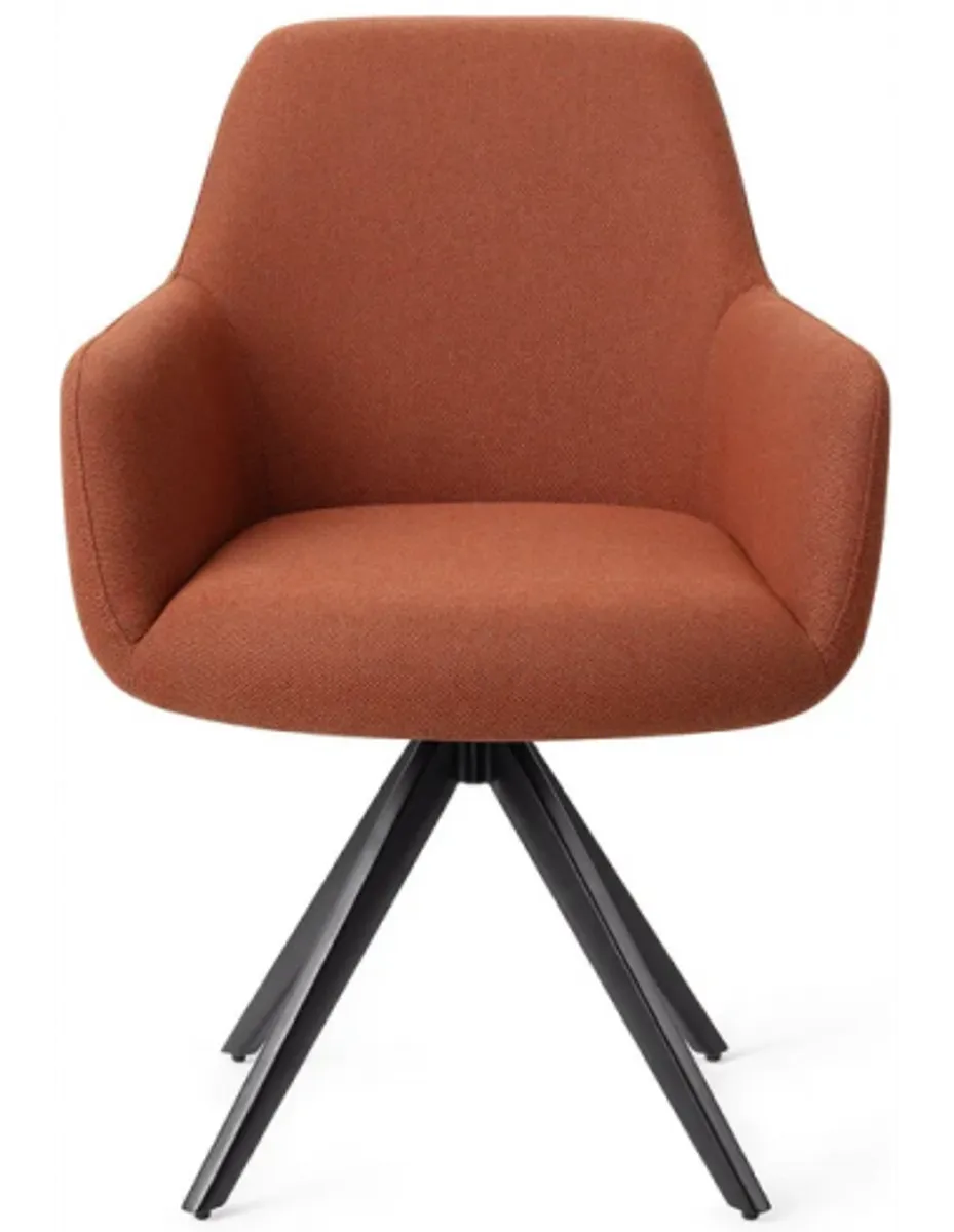 Hiroo rotérbar spisebordsstol H84 cm polyester - Sort/Terracotta