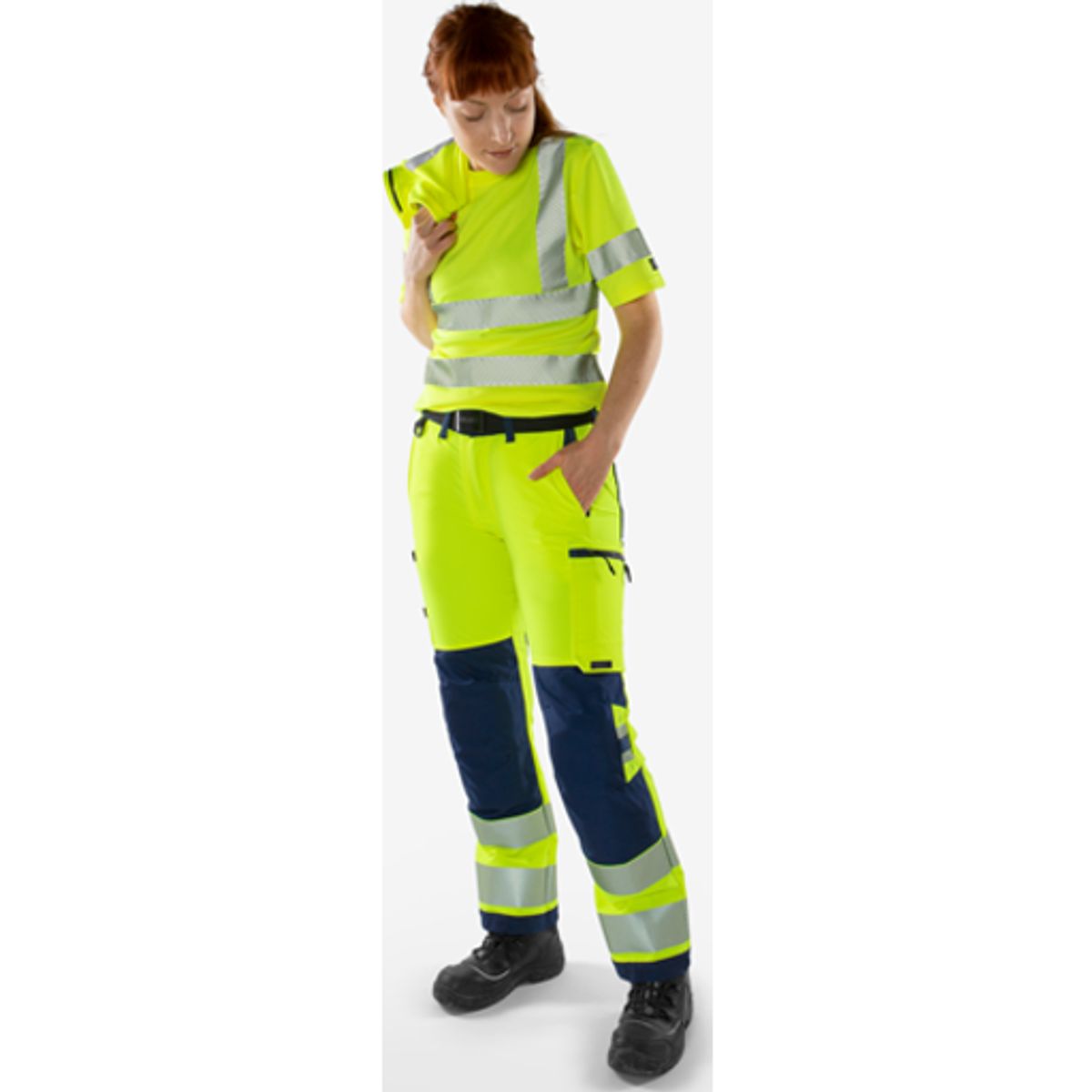 HIVIS GREEN STRETCHBUKSER DAME