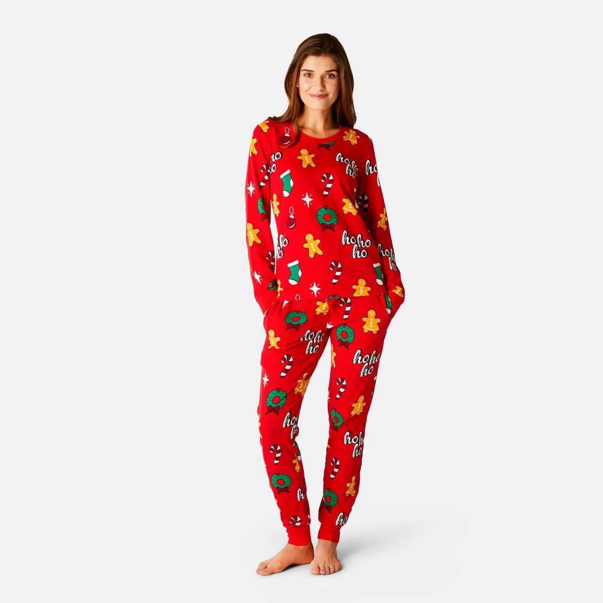 Hohoho Rød Julepyjamas Dame