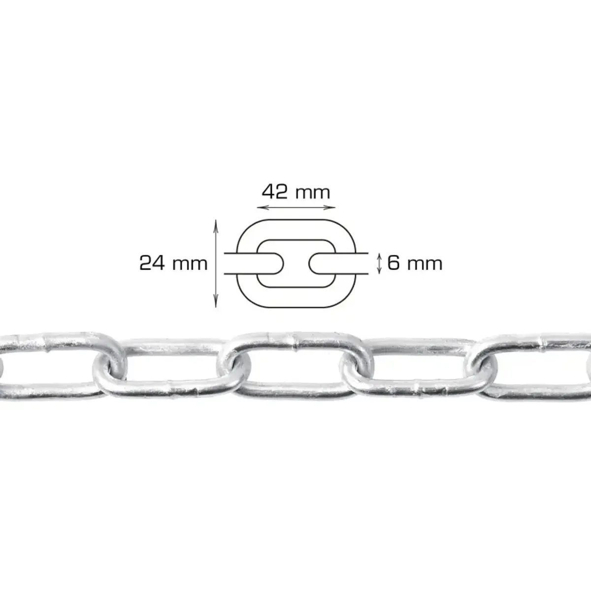 Home-it langleddet kæde 6 mm x 2 meter galvaniseret