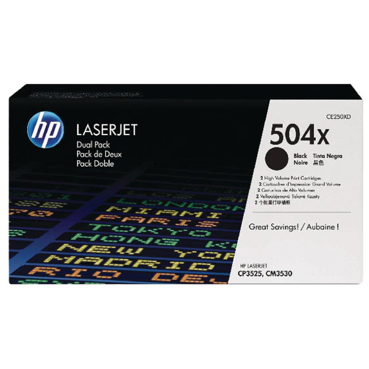 HP 504x Toner Ce250xd 2x Sort