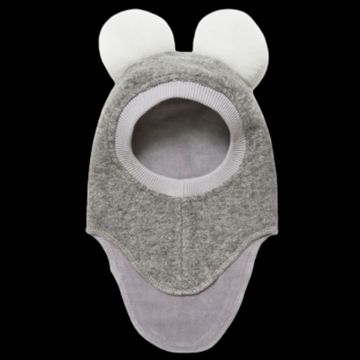 Huttelihut Uld balaclava med Alpaca pom poms - Light Grey Melange - 0-12 mdr.