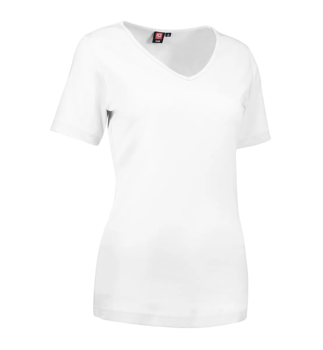 Hvid dame t-shirt med v-hals - XL