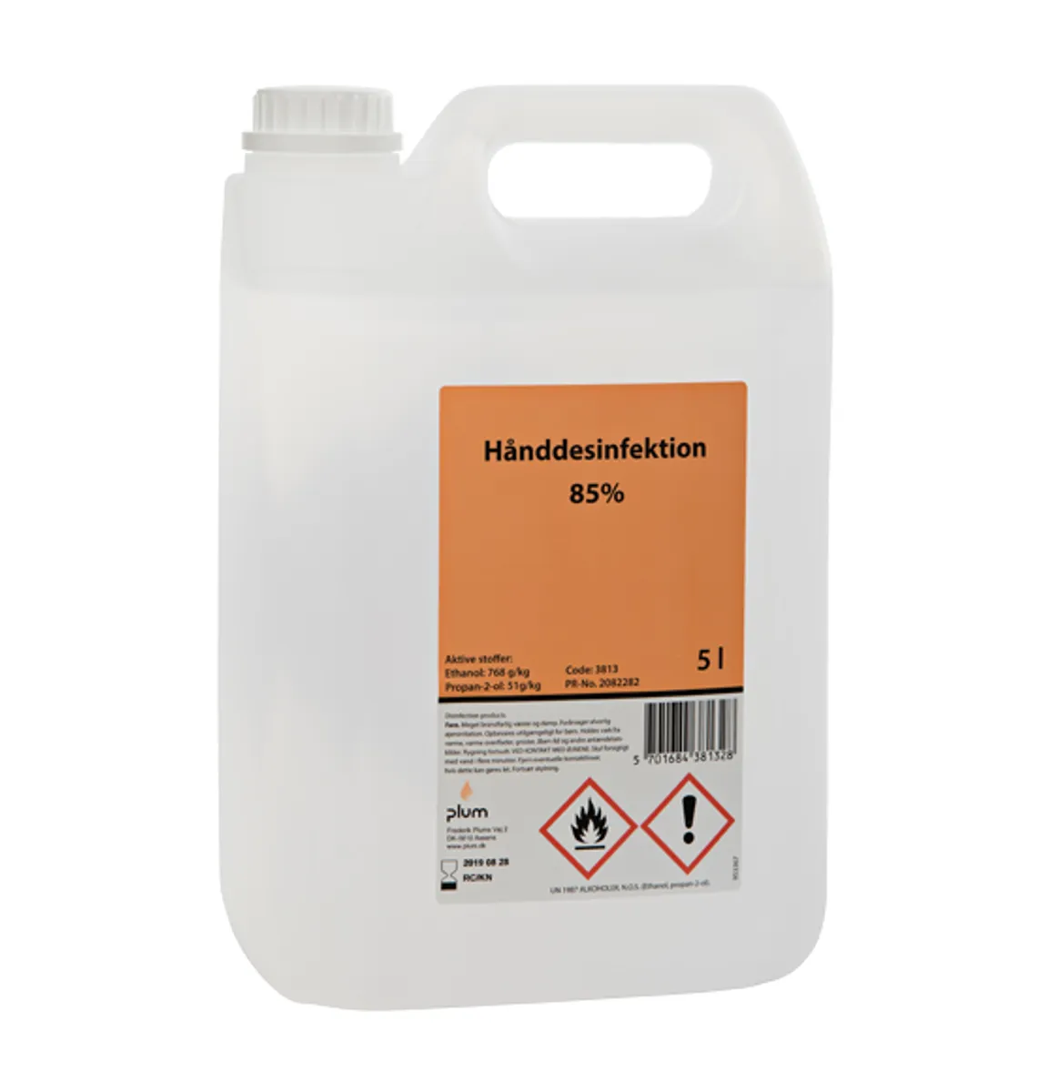 Håndsprit - Plum 3813 Hånddesinfektion flydende 85% - 5 liter dunk.