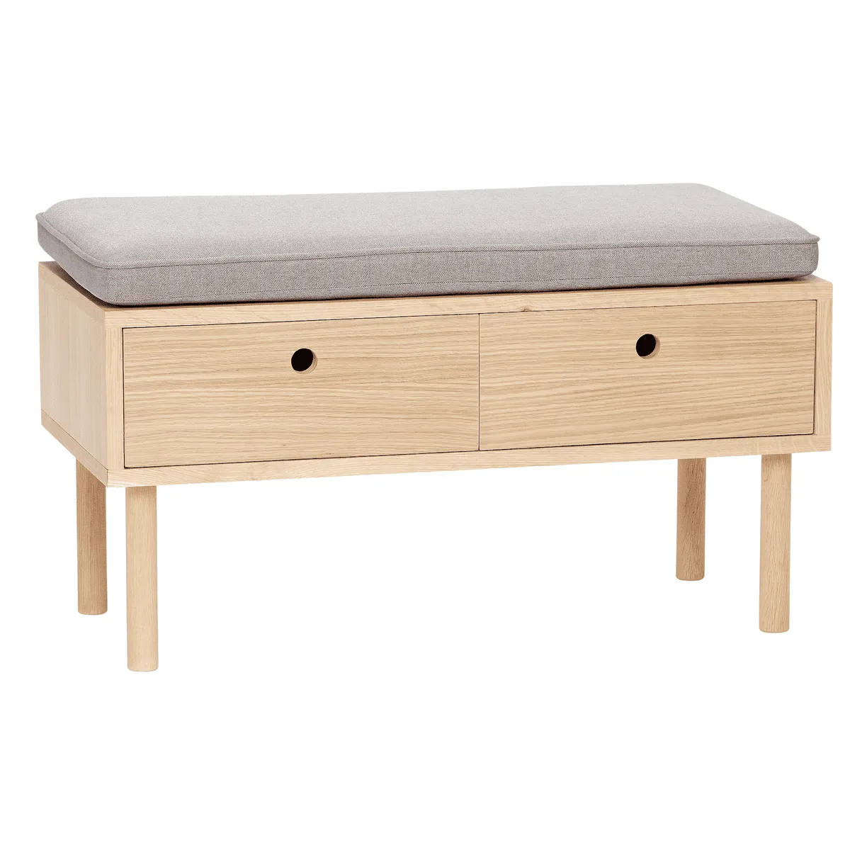 Hübsch Hide Bench - 85x40xh42cm - natur/grå