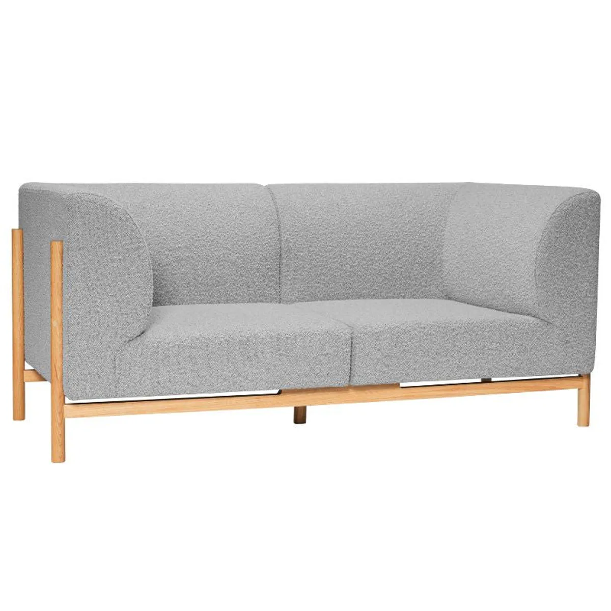 Hübsch Moment 2-personers sofa i egetræ og grå polsterstof på 182x89x80 cm