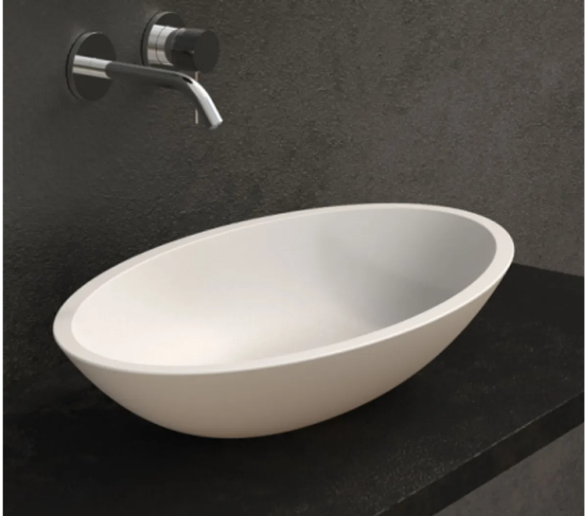 Ideavit Solidjazz bordmonteret håndvask 60 x 35 cm Solid surface - Mat hvid